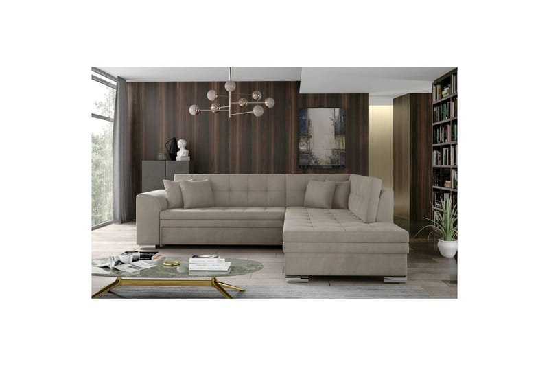 Seksjonssofa Eltap Pieretta 260x207x78 cm - Paros 02, Beige, Høyre - Møbler - Sofaer - Sovesofaer