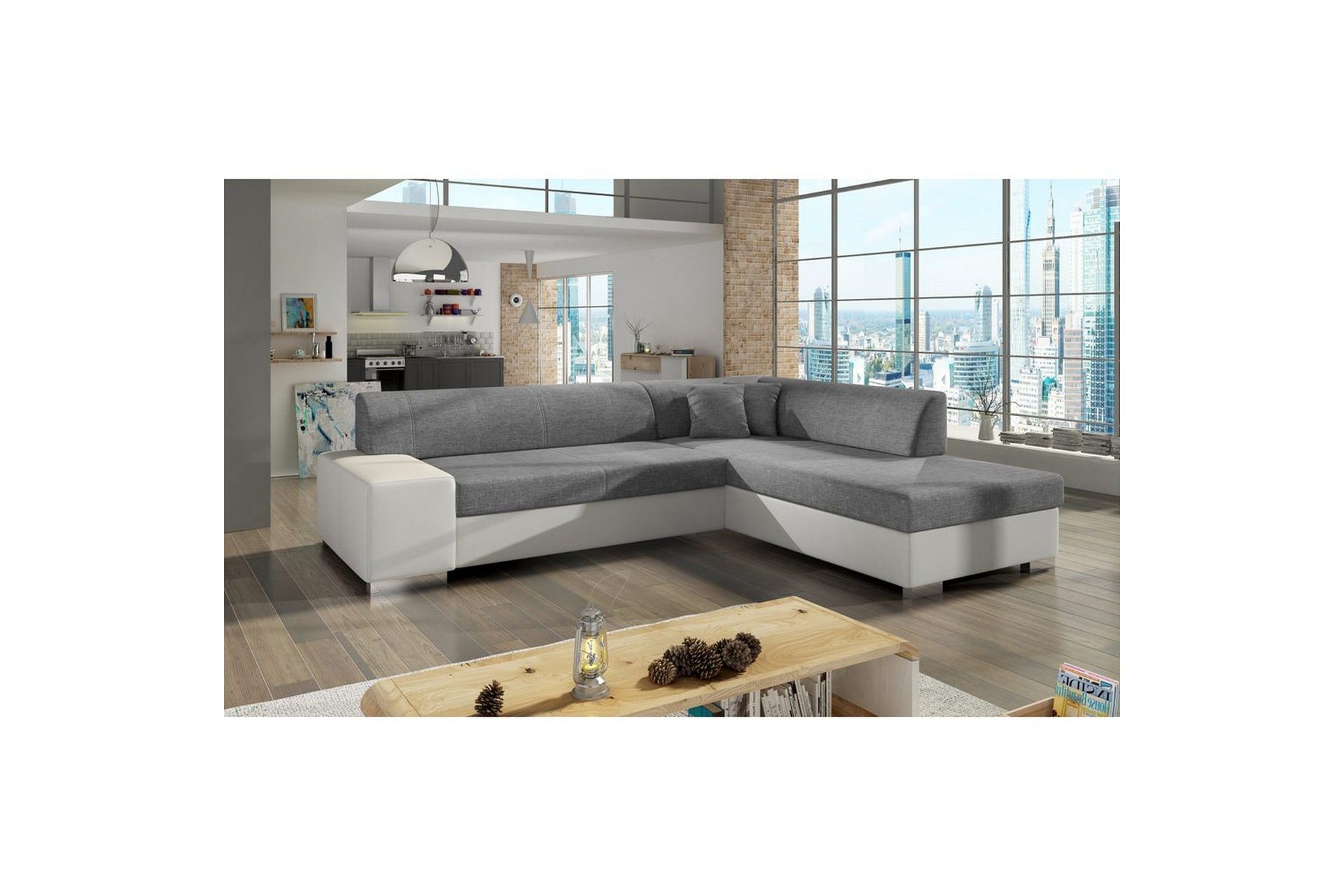 Seksjonssofa Eltap Porto 278x217x74 cm - Sawana 21, Soft 17, Grå, Hvit, Høyre