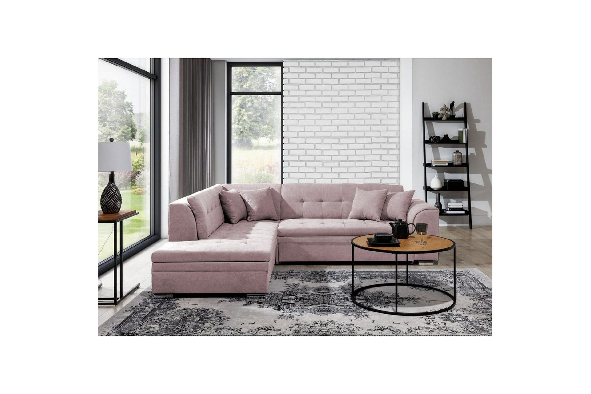 Seksjonssofa Eltap Pieretta 260x207x78 cm - Soro 61, Rosa, Venstre