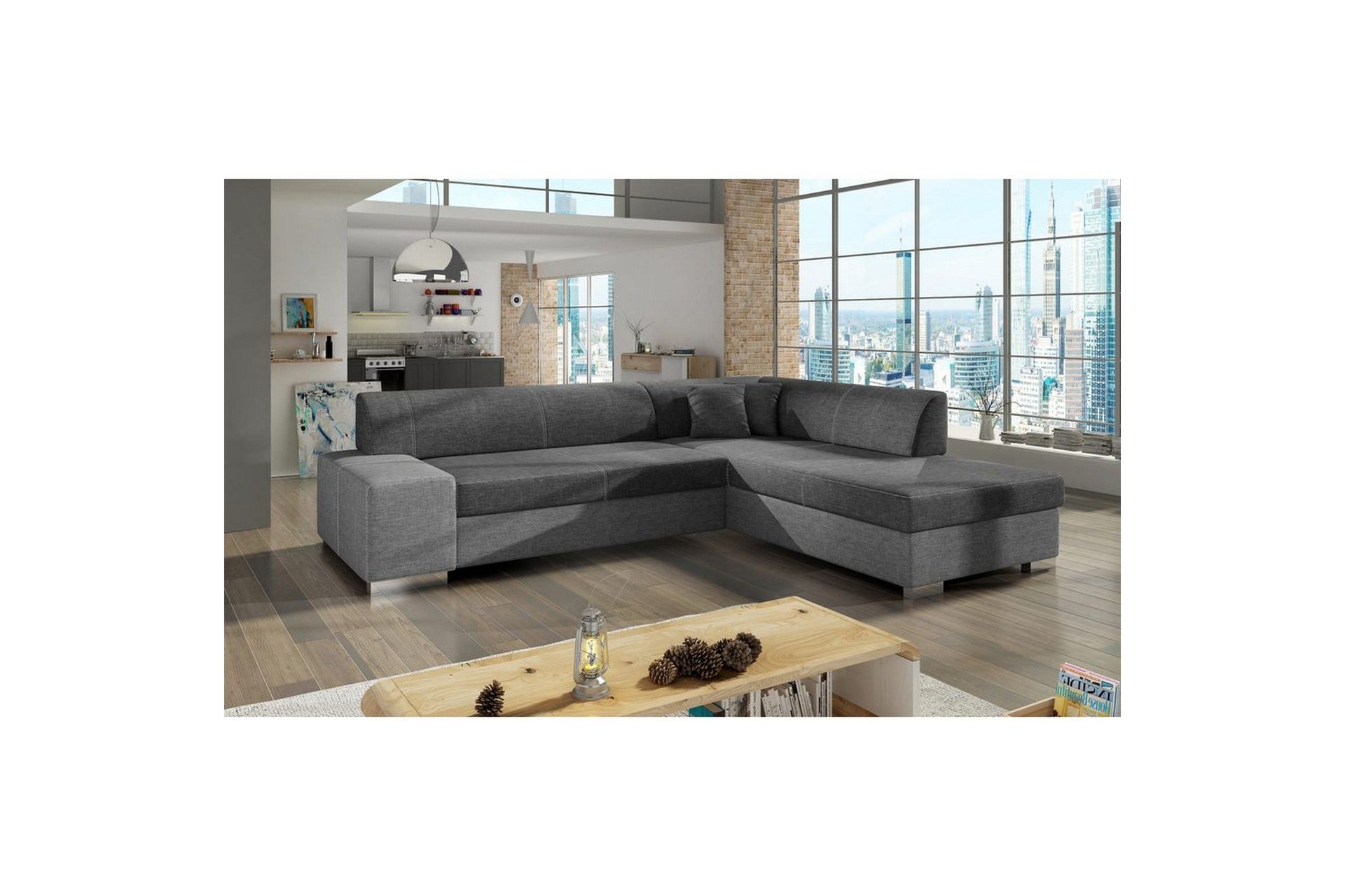 Seksjonssofa Eltap Porto 278x217x74 cm - Sawana 05, Sawana 21, Grå, Høyre