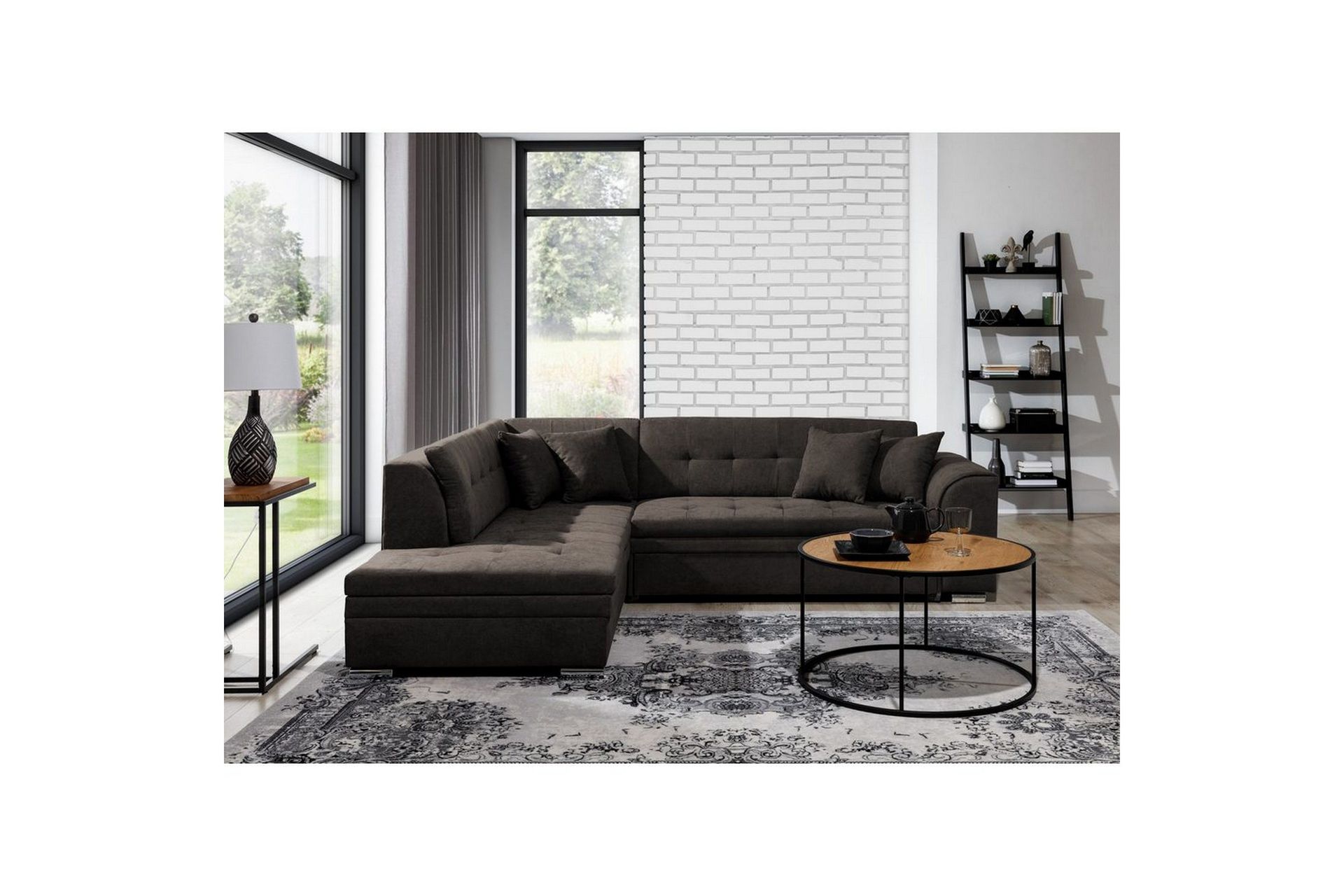Seksjonssofa Eltap Pieretta 260x207x78 cm - Poco 5, Mørk grå, Venstre