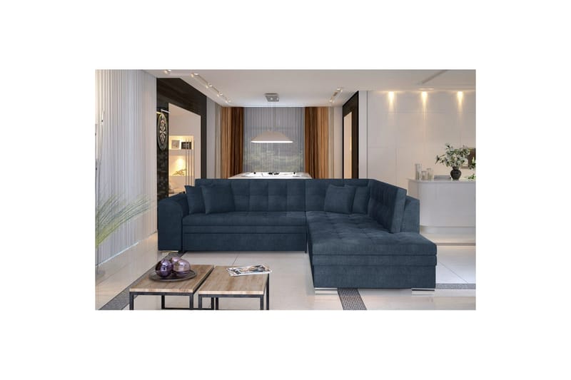 Seksjonssofa Eltap Pieretta 260x207x78 cm - Omega 86, Blå, Høyre - Møbler - Sofaer - Sovesofaer