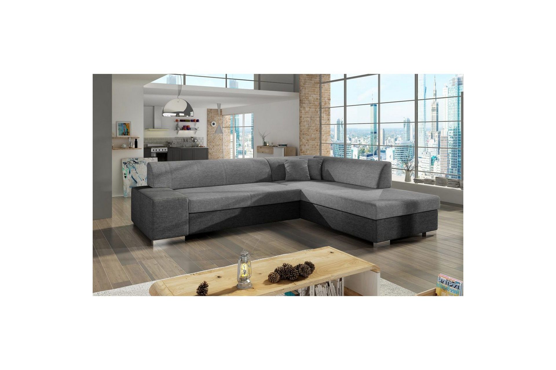 Seksjonssofa Eltap Porto 278x217x74 cm - Sawana 21, Sawana 05, Grå, Høyre