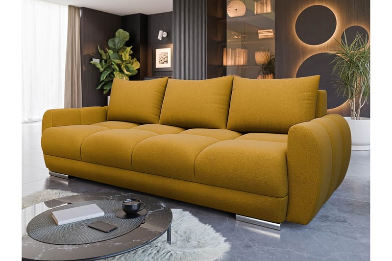 Simerly 3-seter Sovesofa 234 cm med Oppbevaring i Plysj - Gul - Møbler - Sofaer - Sofa 3 seter