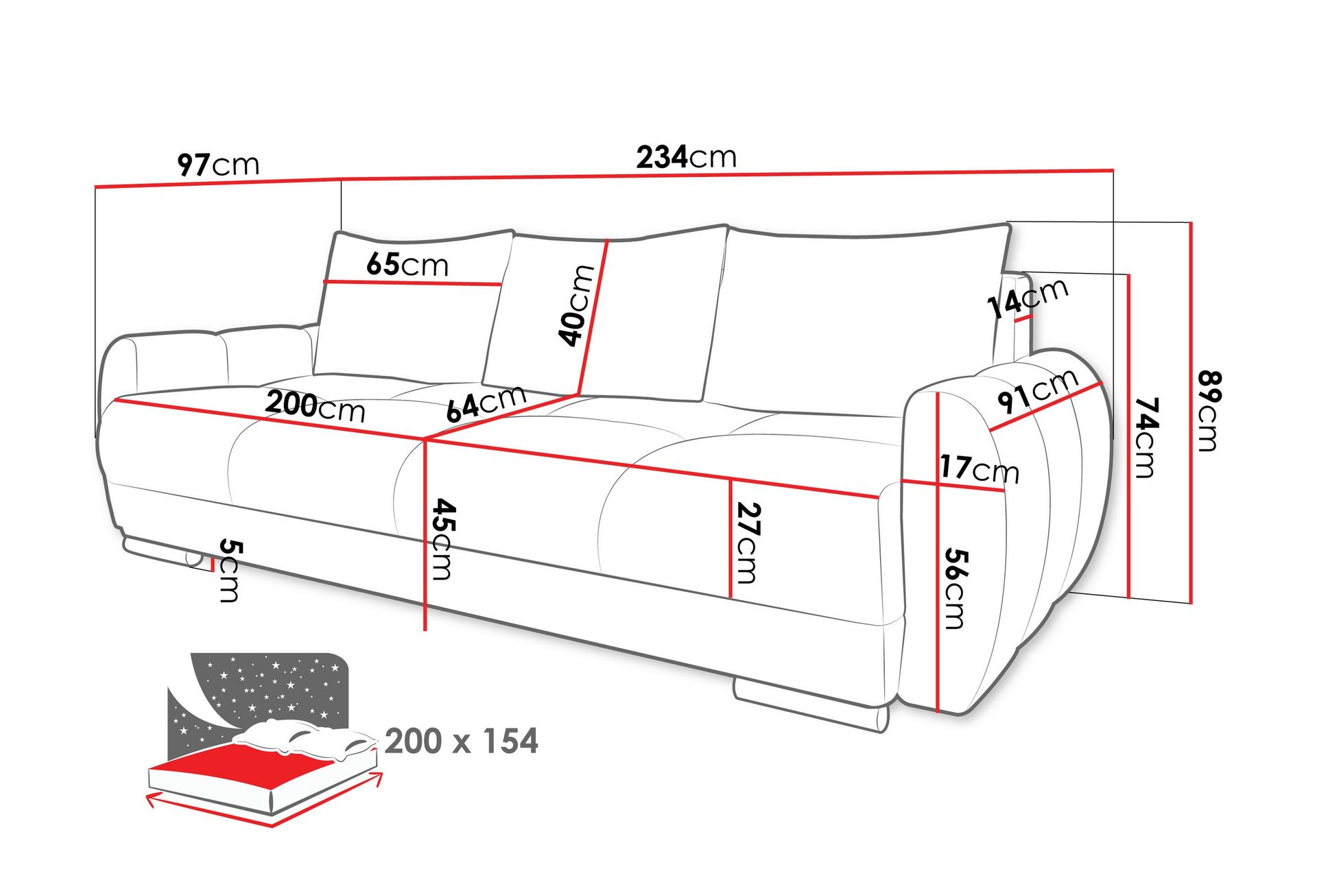 Simerly Sofa 3-seter i Plysj - Lysegrå - Møbler - Sofaer - Sofa 3 seter