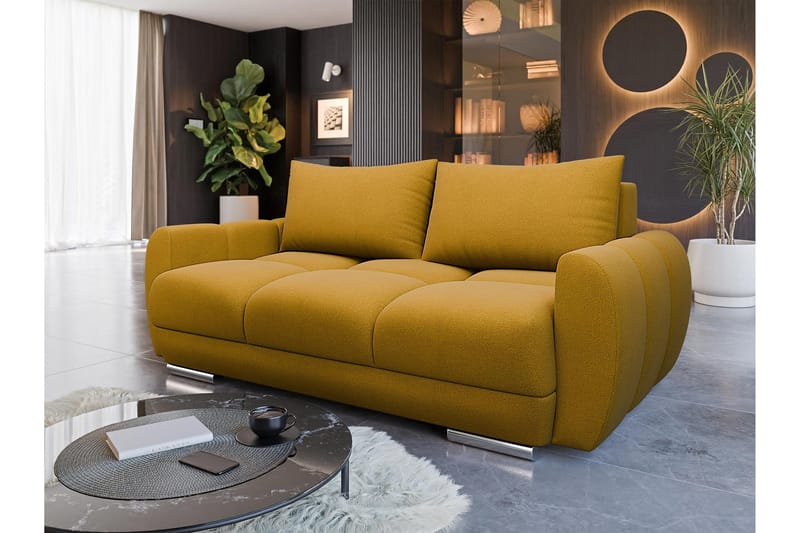 Simerly Sofa 3-seter i Plysj - Gul - Møbler - Sofaer - Sofa 3 seter