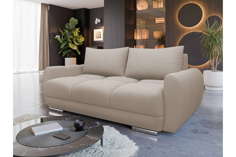 Simerly Sofa 3-seter i Plysj - Beige - Møbler - Sofaer - Sofa 3 seter