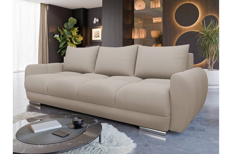 Simerly Sofa 3-seter i Plysj - Beige - Møbler - Sofaer - Sofa 3 seter