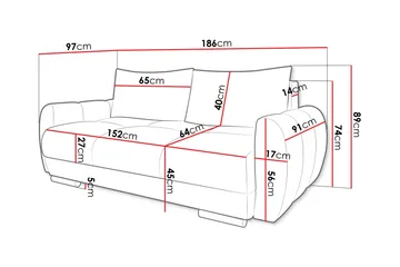 Simerly Sofa 3-seter - Svart - Møbler - Sofaer - Sofa 3 seter
