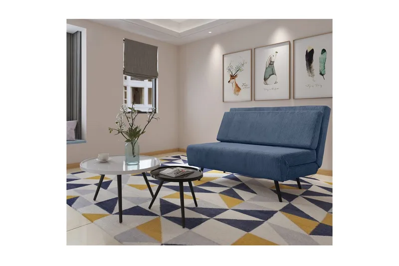 Sjeselong Mallory Blå, Cordfløyel/Metall/Tre - Blå, Cordfløyel/Metall/Tre - Møbler - Sofaer - Sovesofaer