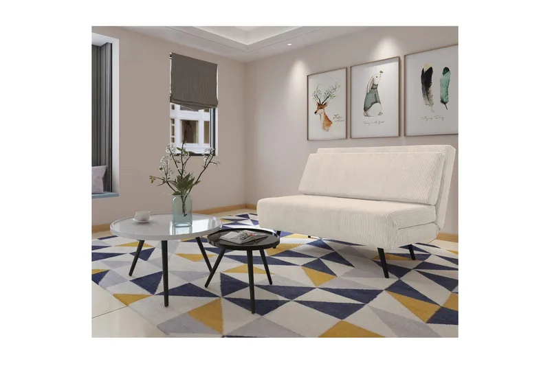 Sjeselong Mallory Krem, Cordfløyel/Metall/Tre - Krem, Cordfløyel/Metall/Tre - Møbler - Sofaer - Sovesofaer