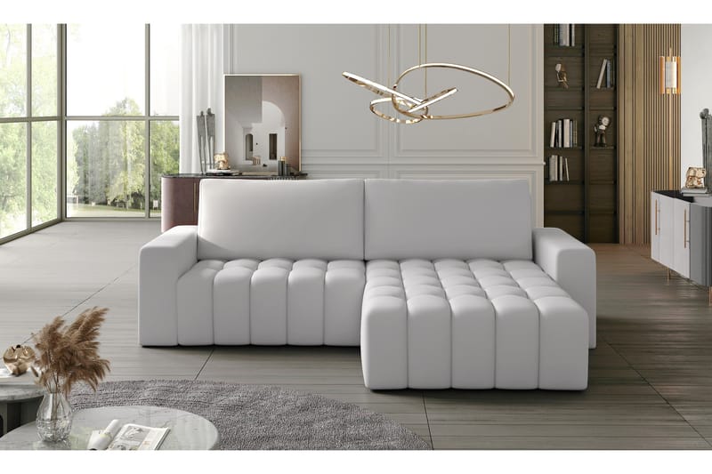 Abonetta Divansovesofa Høyre - Lær/Hvit - Møbler - Sofaer - Skinnsofaer