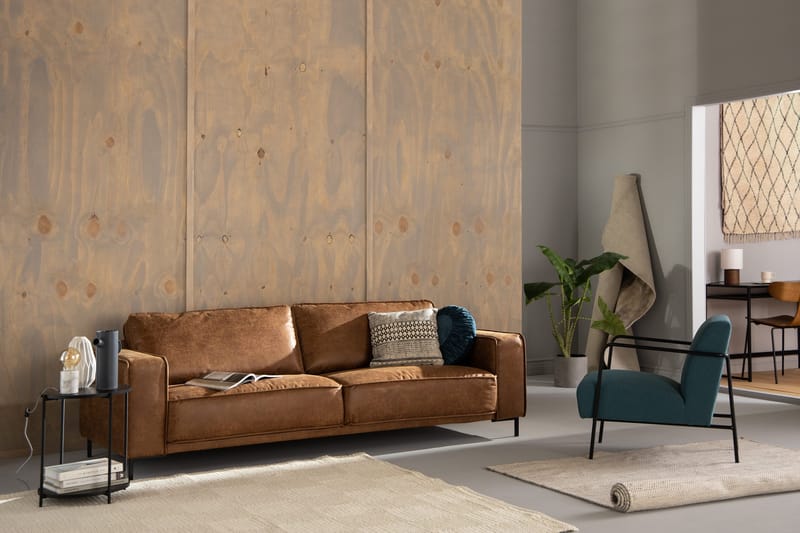 Akron 2,5-seter Sofa Bonded Lær - Brun - Møbler - Sofaer - Skinnsofaer