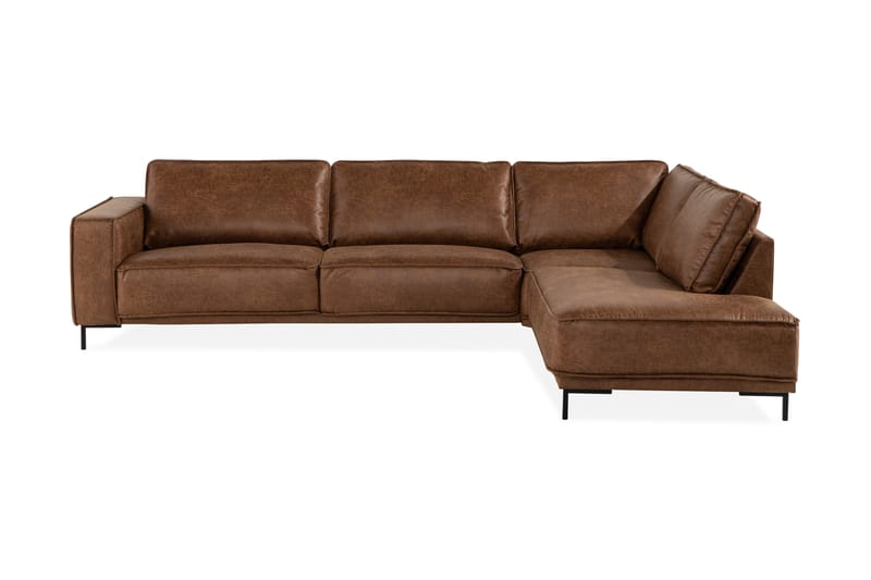 Akron 2,5-seter Sofa med Sjeselong Høyre Bonded Lær - Brun - Sofa med sjeselong - Skinnsofaer - 2 seters sofa med divan