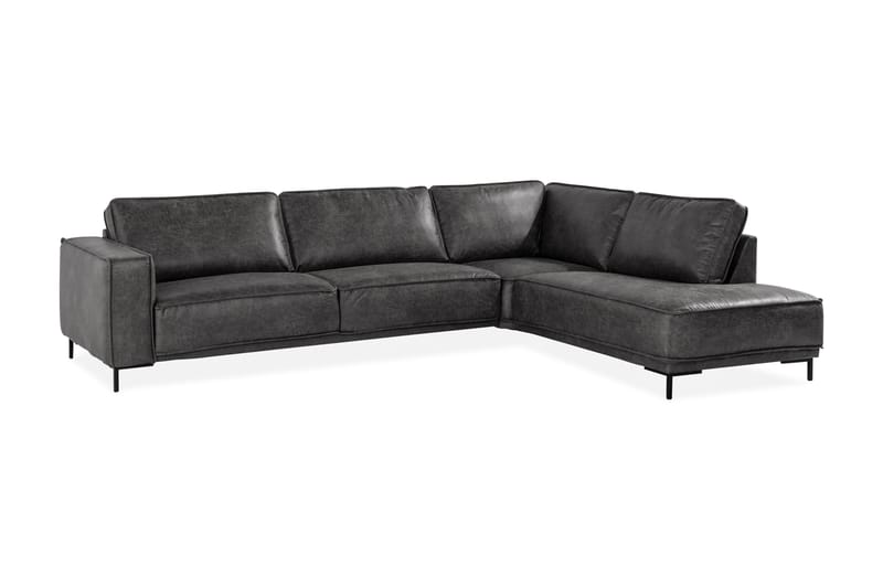 Akron 2,5-seter Sofa med Sjeselong Høyre Bonded Lær - Mørkegrå - Møbler - Sofaer - Skinnsofaer