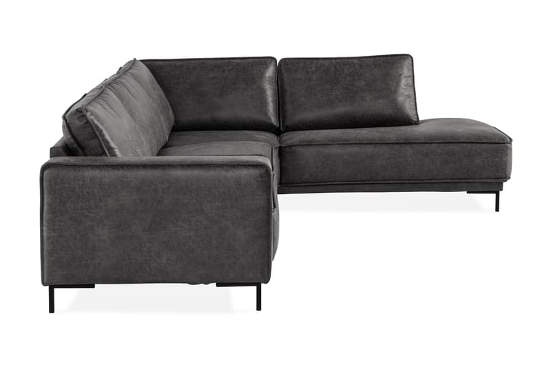 Akron 2,5-seter Sofa med Sjeselong Høyre Bonded Lær - Mørkegrå - Sofa med sjeselong - Skinnsofaer - 2 seters sofa med divan