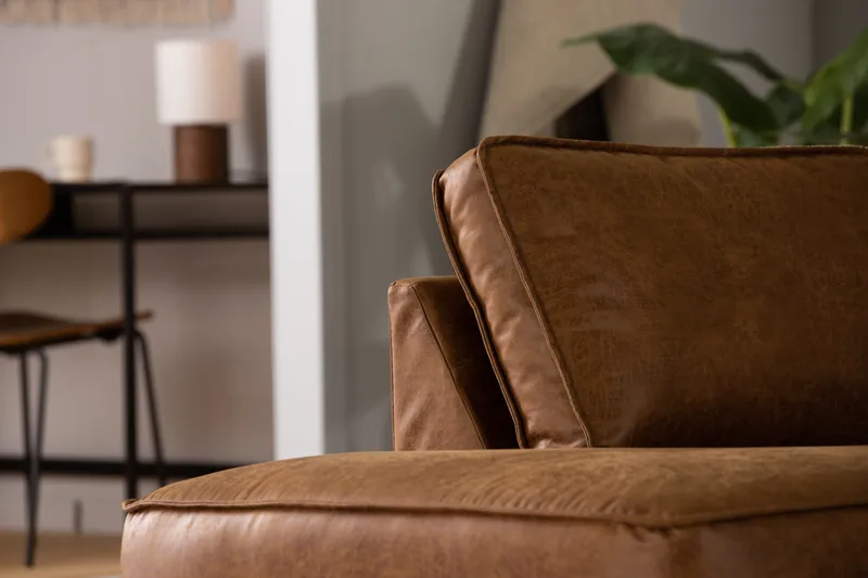 Akron 2,5-seter Sofa med Sjeselong Venstre Bonded Lær - Brun - Møbler - Sofaer - Skinnsofaer