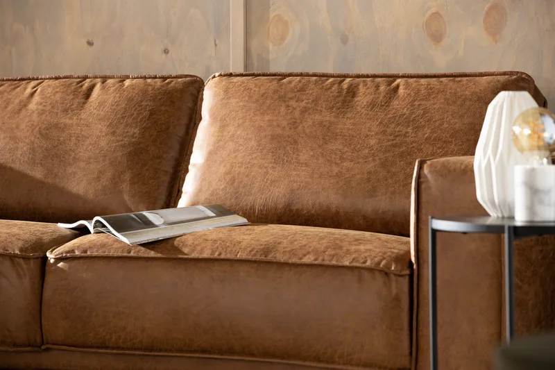 Akron 2,5-seter Sofa med Sjeselong Venstre Bonded Lær - Brun - Møbler - Sofaer - Skinnsofaer