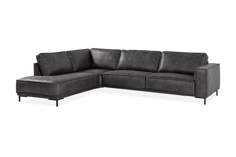 Akron 2,5-seter Sofa med Sjeselong Venstre Bonded Lær - Mørkegrå - Møbler - Sofaer - Skinnsofaer
