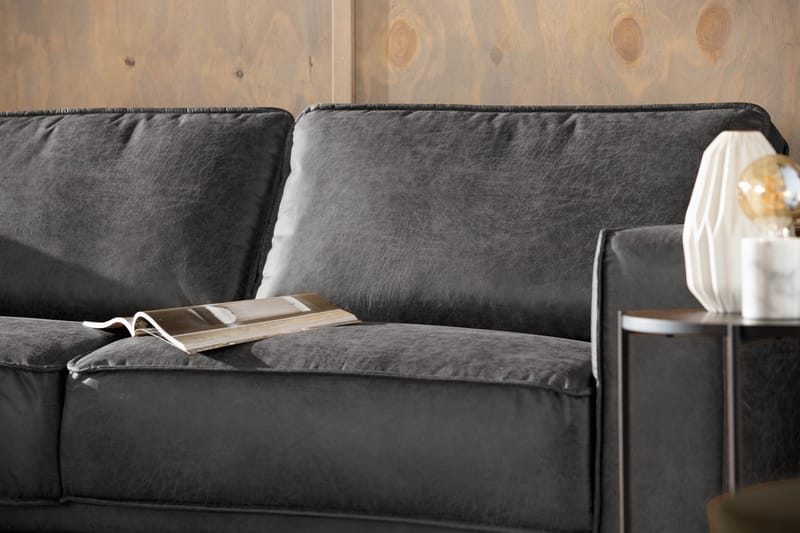 Akron 2,5-seter Sofa med Sjeselong Venstre Bonded Lær - Mørkegrå - Møbler - Sofaer - Skinnsofaer