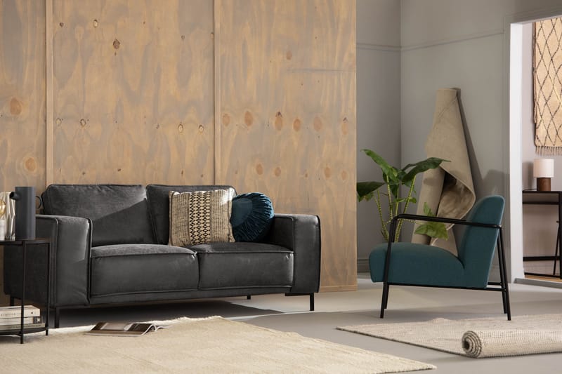 Akron 2-seter Sofa Bonded Lær - Mørkegrå - Møbler - Sofaer - Skinnsofaer