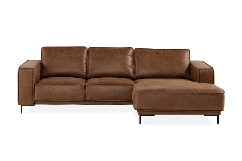 Akron 2-seter Sofa med Divan Høyre Bonded Lær - Brun - Sofa med sjeselong - Skinnsofaer - 2 seters sofa med divan