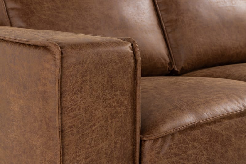 Akron 2-seter Sofa med Divan Høyre Bonded Lær - Brun - Møbler - Sofaer - Skinnsofaer
