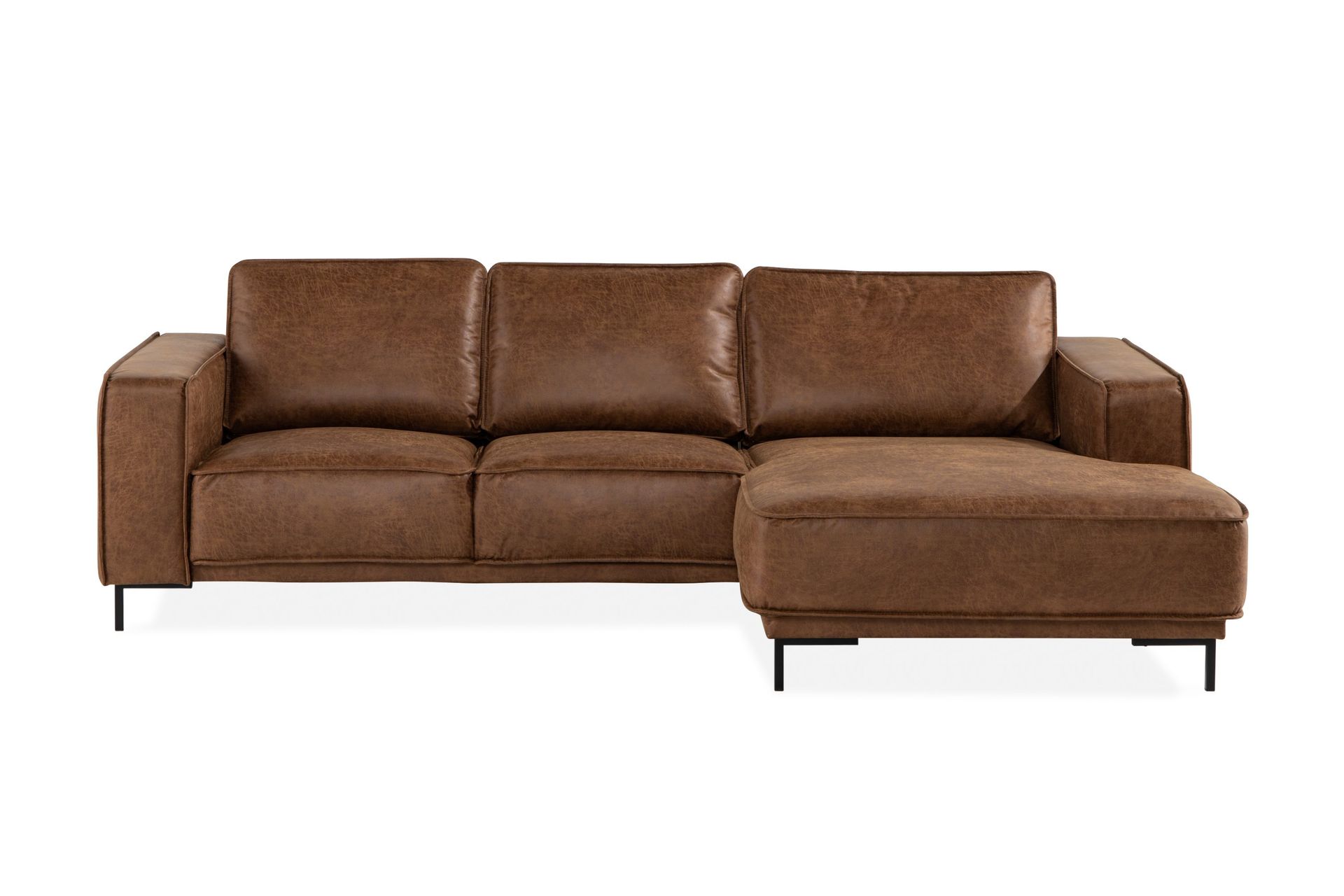 Akron 2-seter Sofa med Divan Høyre Bonded Lær - Brun