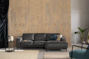 Akron 2-seter Sofa med Divan Høyre Bonded Lær - Mørkegrå - Møbler - Sofaer - Skinnsofaer