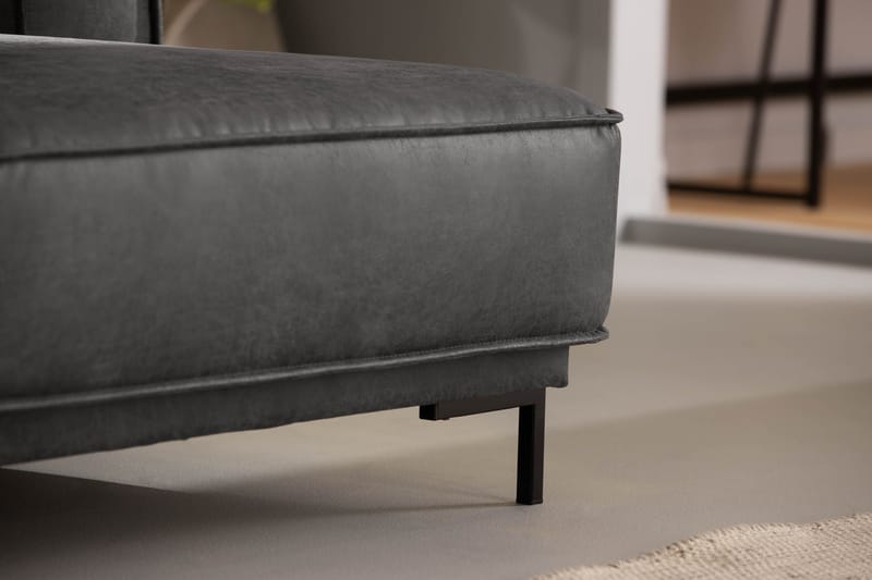 Akron 2-seter Sofa med Divan Høyre Bonded Lær - Mørkegrå - Møbler - Sofaer - Skinnsofaer