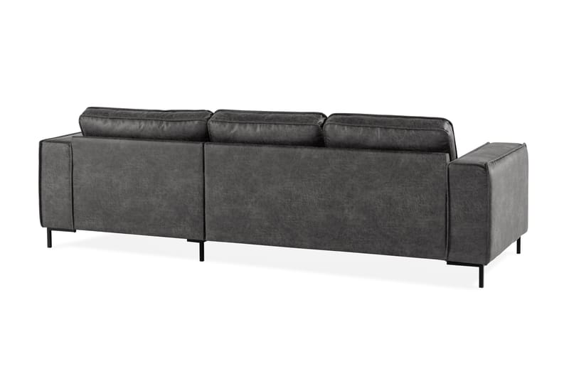 Akron 2-seter Sofa med Divan Høyre Bonded Lær - Mørkegrå - Sofa med sjeselong - Skinnsofaer - 2 seters sofa med divan