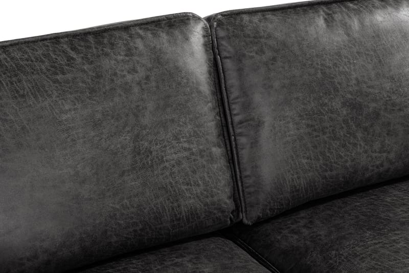 Akron 2-seter Sofa med Divan Høyre Bonded Lær - Mørkegrå - Sofa med sjeselong - Skinnsofaer - 2 seters sofa med divan