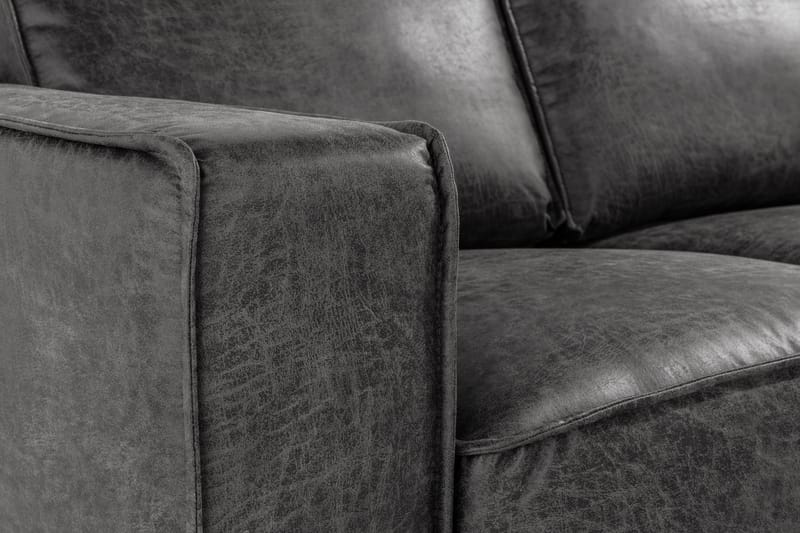 Akron 2-seter Sofa med Divan Høyre Bonded Lær - Mørkegrå - Sofa med sjeselong - Skinnsofaer - 2 seters sofa med divan