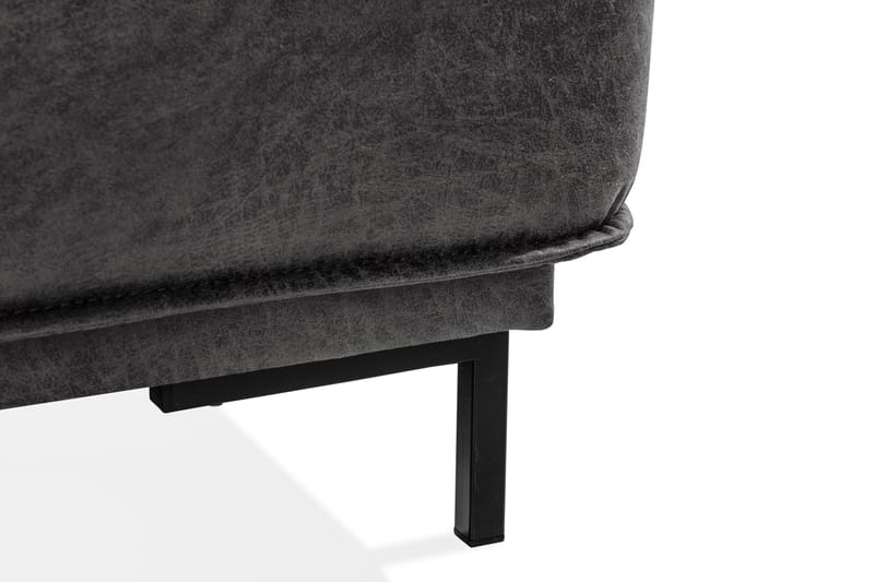 Akron 2-seter Sofa med Divan Høyre Bonded Lær - Mørkegrå - Sofa med sjeselong - Skinnsofaer - 2 seters sofa med divan