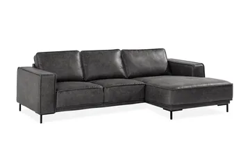 Akron 2-seter Sofa med Divan Høyre Bonded Lær - Mørkegrå - Møbler - Sofaer - Skinnsofaer