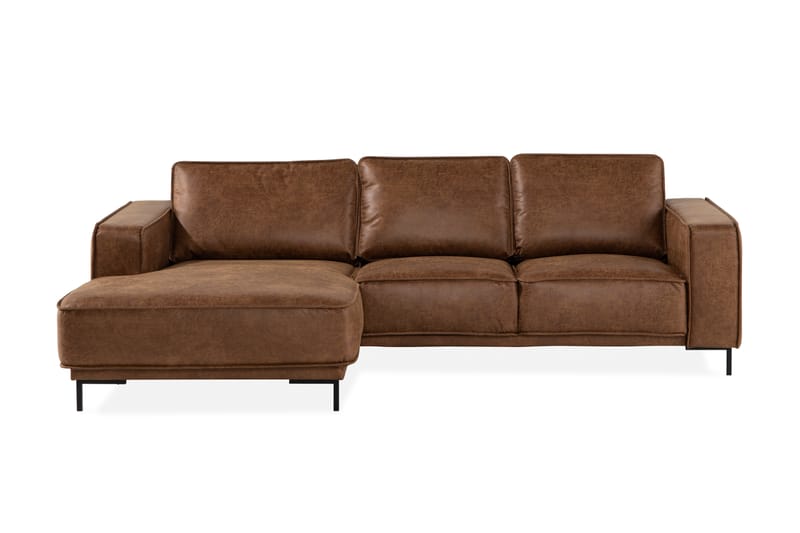 Akron 2-seter Sofa med Divan Venstre Bonded Lær - Brun - Sofa med sjeselong - Skinnsofaer - 2 seters sofa med divan