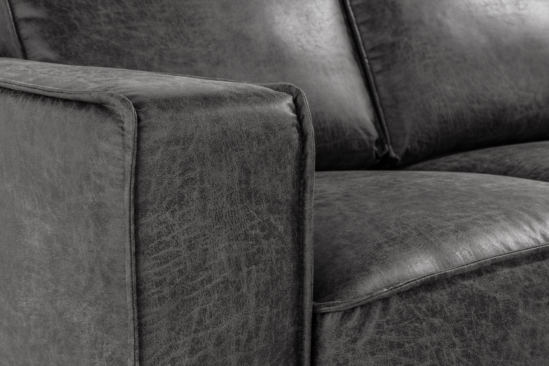 Akron 2-seter Sofa med Divan Venstre Bonded Lær - Mørkegrå - Møbler - Sofaer - Skinnsofaer