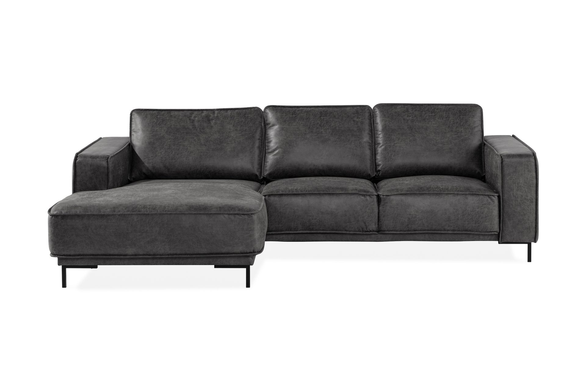Akron 2-seter Sofa med Divan Venstre Bonded Lær - Mørkegrå - Møbler - Sofaer - Skinnsofaer