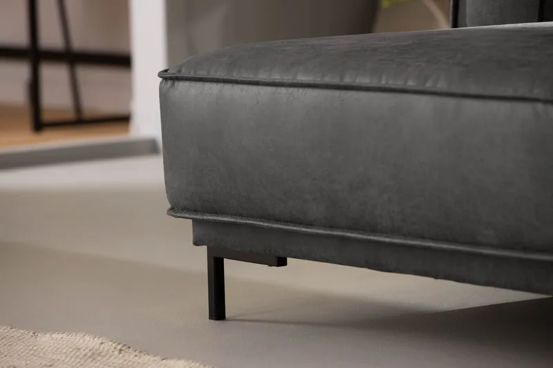 Akron 2-seter Sofa med Divan Venstre Bonded Lær - Mørkegrå - Møbler - Sofaer - Skinnsofaer