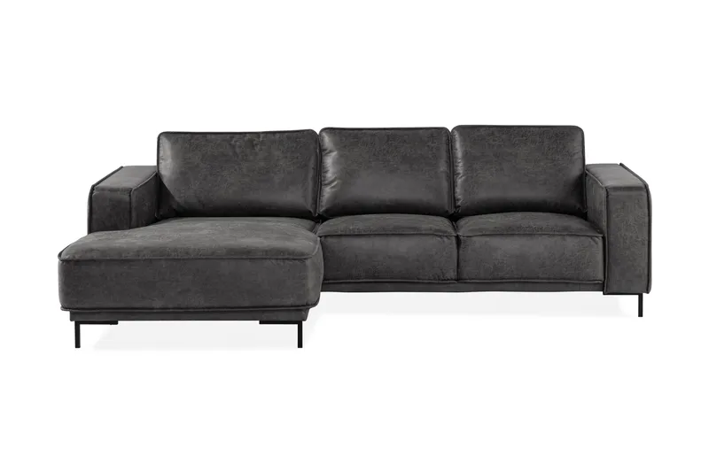 Akron 2-seter Sofa med Divan Venstre Bonded Lær, Mørkegrå