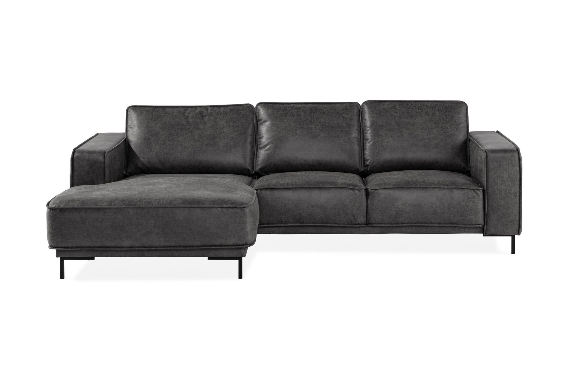 Akron 2-seter Sofa med Divan Venstre Bonded Lær - Mørkegrå