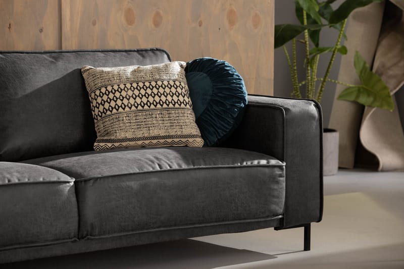 Akron 3-seter Sofa Bonded Lær - Mørkegrå - Møbler - Sofaer - Skinnsofaer