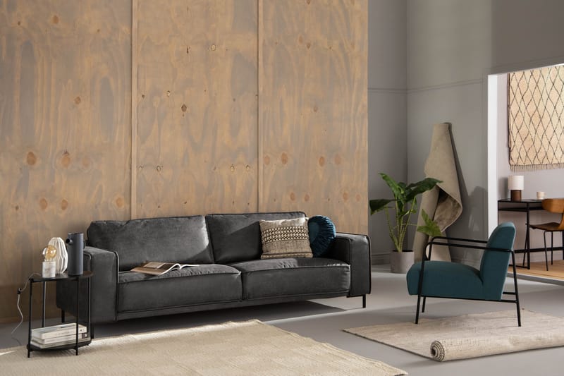 Akron 3-seter Sofa Bonded Lær - Mørkegrå - Møbler - Sofaer - Skinnsofaer