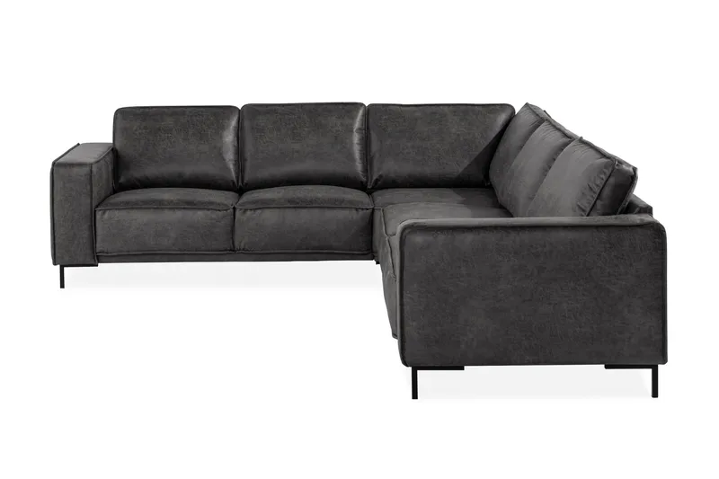 Akron Hjørnesofa Bonded Lær - Mørkegrå - Møbler - Sofaer - Skinnsofaer