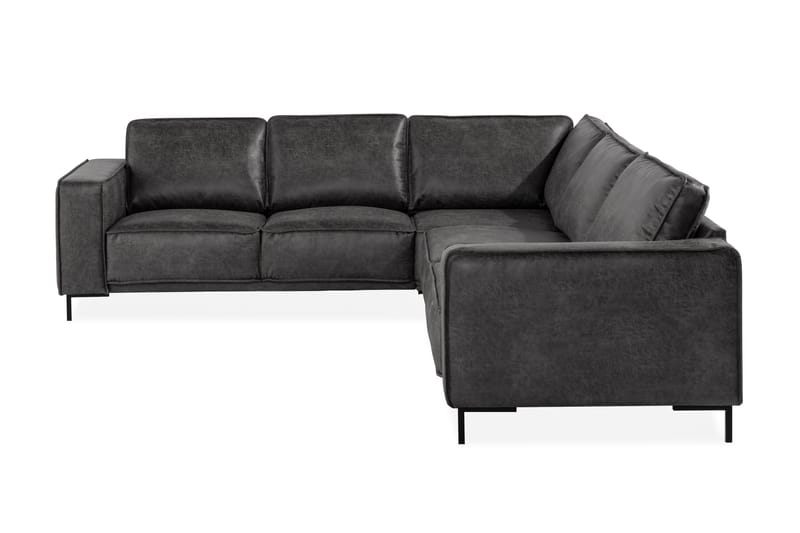 Akron Hjørnesofa Bonded Lær - Mørkegrå - Møbler - Sofaer - Skinnsofaer