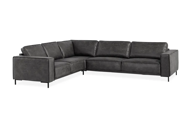 Akron Hjørnesofa Bonded Lær - Mørkegrå - Møbler - Sofaer - Skinnsofaer