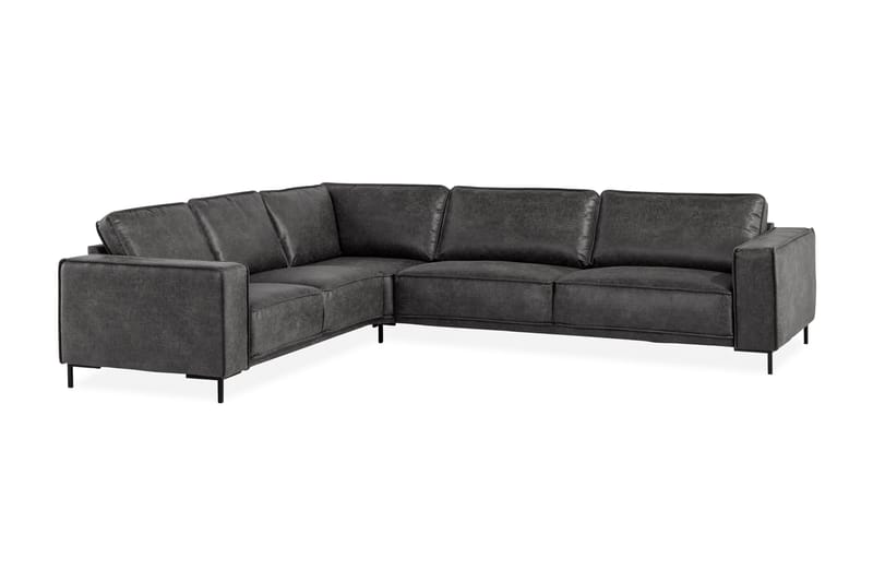 Akron Hjørnesofa Bonded Lær - Mørkegrå - Møbler - Sofaer - Skinnsofaer
