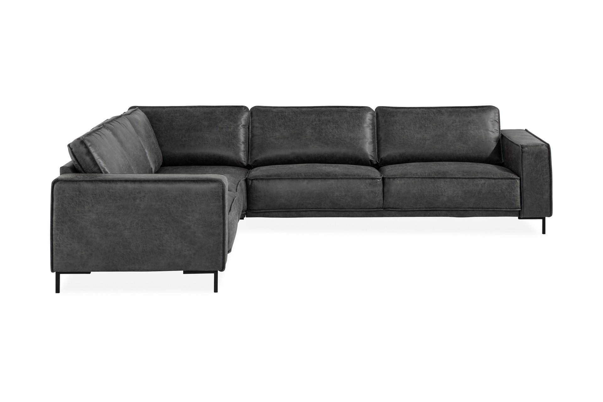 Akron Hjørnesofa Bonded Lær - Mørkegrå