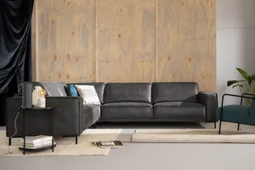 Akron Hjørnesofa Bonded Lær - Mørkegrå - Møbler - Sofaer - Skinnsofaer