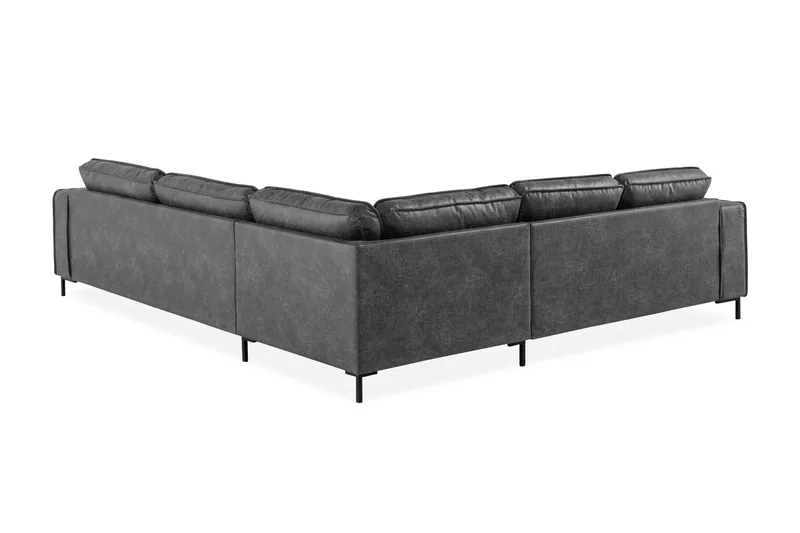 Akron Hjørnesofa Bonded Lær - Mørkegrå - Møbler - Sofaer - Skinnsofaer